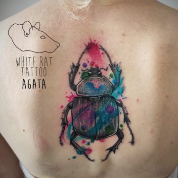 Agata Kacperczyk Studio Tatuażu Warszawa White Rat Tattoo Tatuaż Żuk Watercolor