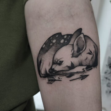 White Rat Tattoo studio tatuażu Warszawa Foxey tatuaż leżąca sarna
