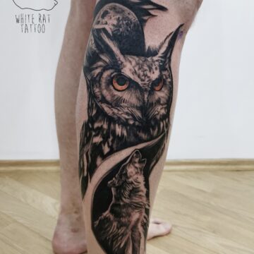 White Rat Tattoo Studio Tatuażu Warszawa Tomek Realistyczny Tatuaż Sowa