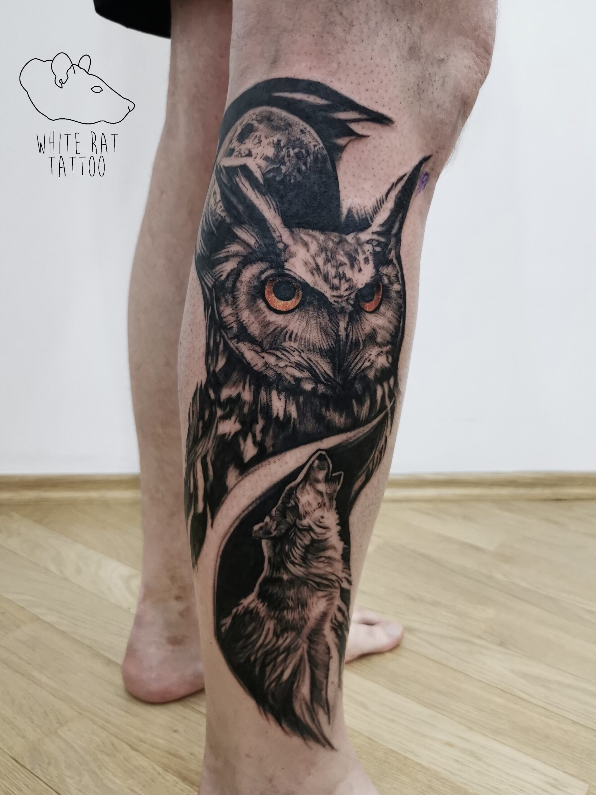 White Rat Tattoo Studio Tatuażu Warszawa Tomek Realistyczny Tatuaż Sowa